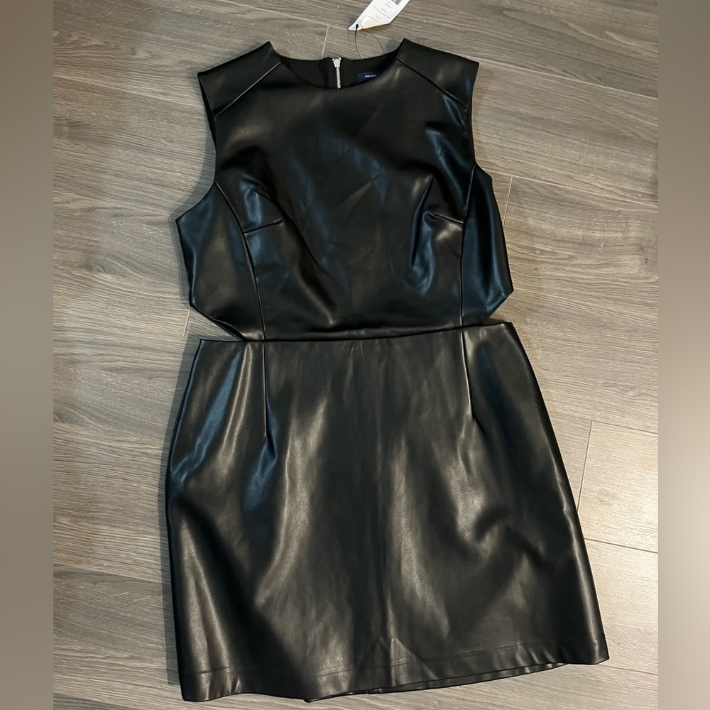 French Connections - pleather dress with side cut outs